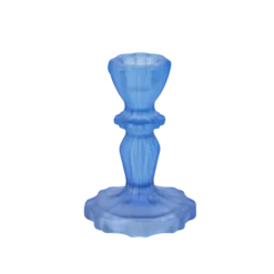 Bougeoir double bleu en verre - Antonio - 5,5 x 8,5 cm - Modèle au choix