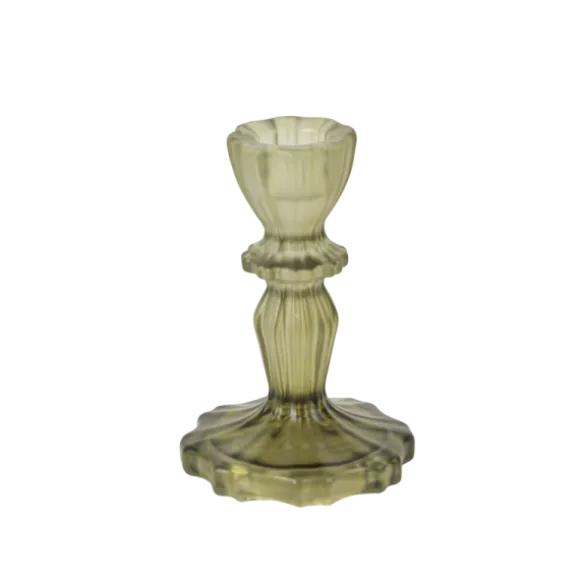Bougeoir double bleu en verre - Antonio - 5,5 x 8,5 cm - Modèle au choix
