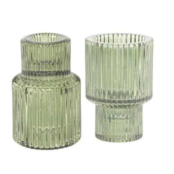 Bougeoir double en verre - Paul - 6,5 x 7,5 cm