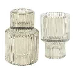 Bougeoir double en verre - Paul - 6,5 x 7,5 cm