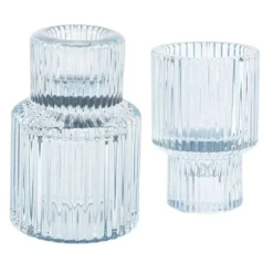 Bougeoir double en verre - Paul - 6,5 x 7,5 cm