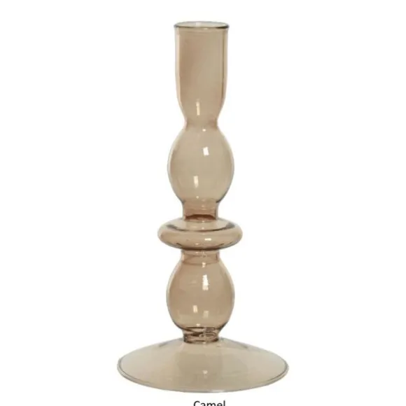 Bougeoir en verre - 18 cm - Couleur au choix