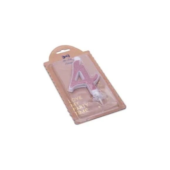 Bougie Calligraphie Paillettes Rose Gold - 10,5 cm - Chiffre au Choix