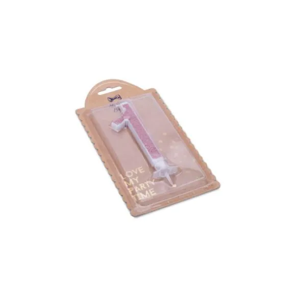 Bougie Calligraphie Paillettes Rose Gold - 10,5 cm - Chiffre au Choix