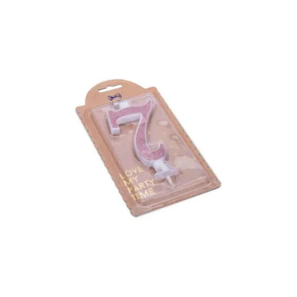 Bougie Calligraphie Paillettes Rose Gold - 10,5 cm - Chiffre au Choix