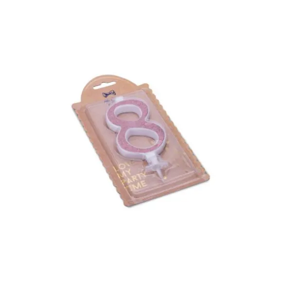 Bougie Calligraphie Paillettes Rose Gold - 10,5 cm - Chiffre au Choix
