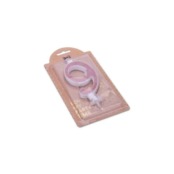 Bougie Calligraphie Paillettes Rose Gold - 10,5 cm - Chiffre au Choix