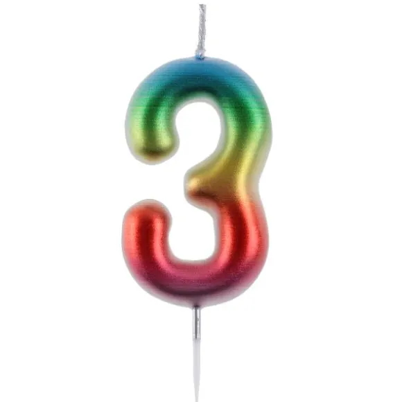Bougie en forme de chiffre pour anniversaire - 9 cm - Collection Anni' Festy - Âge au choix