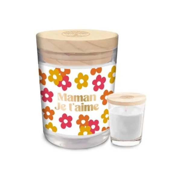 Bougie en verre "Maman je t'aime" - Collection Maman d'Amour