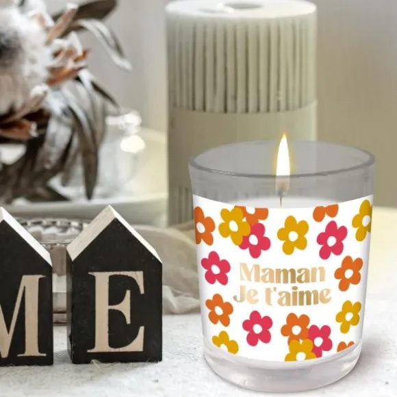 Bougie en verre "Maman je t'aime" - Collection Maman d'Amour