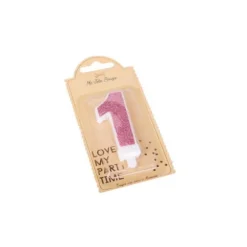 Bougie Paillettes Rose Gold - 7,3 cm - Chiffre au Choix
