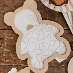 Cadre Livre d'or Nounours et 45 Nuages en bois - Collection Baby Nude