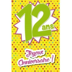 Carte d'Anniversaire Découp'âge avec enveloppe - 12 ans