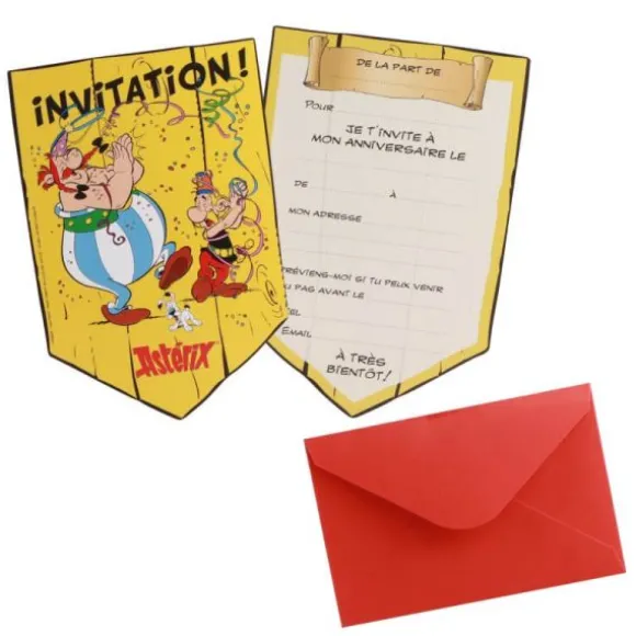 8 cartes d’invitation en carton avec enveloppes - 14,8 x 10 cm - Astérix ®