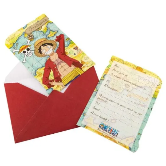 8 cartes d’invitation en carton avec enveloppes - 14,5 x 10 cm - One Piece ®