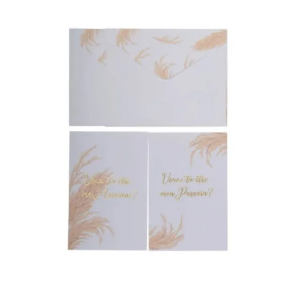Cartes et enveloppes Marraine et Parrain - Feuille de Pampa - Baptême