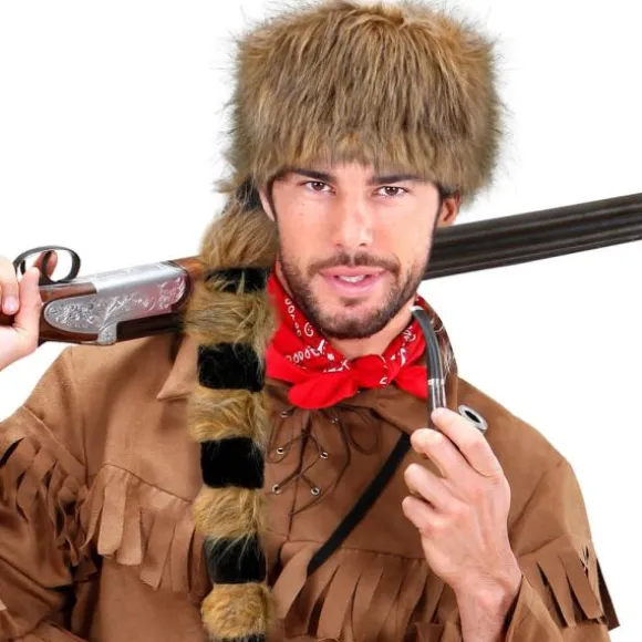 Chapeau avec queue de raton-laveur de Trappeur pour homme