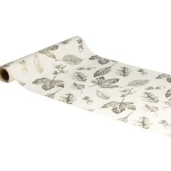 Chemin de table Automne Champagne métallisé écru en velours - 30cm x 3m