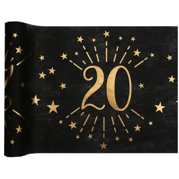 Chemin de table en polyester - 30 cm x 5 m - Collection Joyeux Anniversaire Étincelant Or - Âge au choix