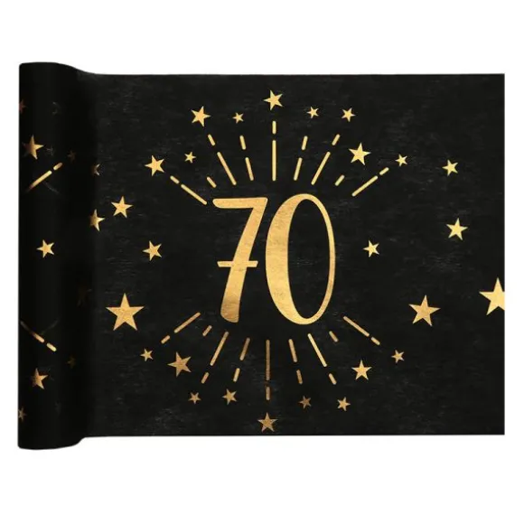 Chemin de table en polyester - 30 cm x 5 m - Collection Joyeux Anniversaire Étincelant Or - Âge au choix