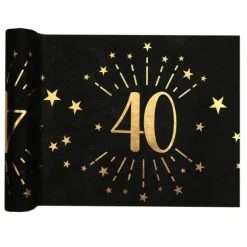 Chemin de table en polyester - 30 cm x 5 m - Collection Joyeux Anniversaire Étincelant Or - Âge au choix