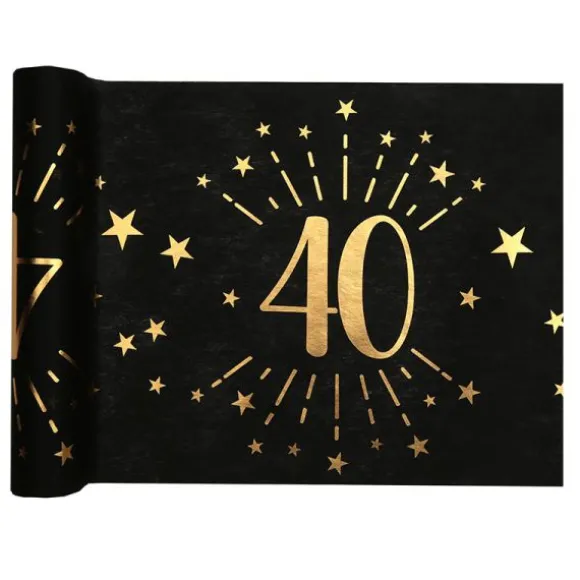 Chemin de table en polyester - 30 cm x 5 m - Collection Joyeux Anniversaire Étincelant Or - Âge au choix