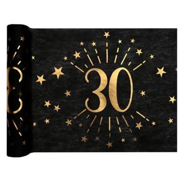 Chemin de table en polyester - 30 cm x 5 m - Collection Joyeux Anniversaire Étincelant Or - Âge au choix