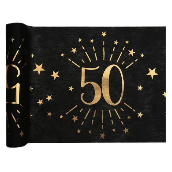 Chemin de table en polyester - 30 cm x 5 m - Collection Joyeux Anniversaire Étincelant Or - Âge au choix