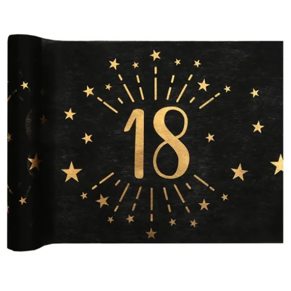 Chemin de table en polyester - 30 cm x 5 m - Collection Joyeux Anniversaire Étincelant Or - Âge au choix