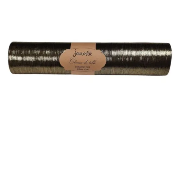 Chemin de table Luisant - 28 cm x 3 m - Or et Noir