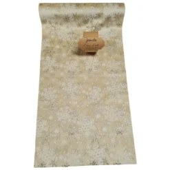 Chemin de table Velours - 28 cm x 3 m - Flocon - Noël Doré