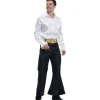 Chemise Disco en satin pour homme - Blanc - Taille au choix