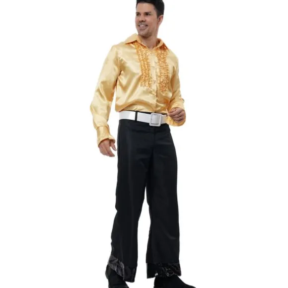 Chemise Disco en satin pour homme - Turquoise - Taille au choix