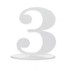 Chiffre 3 en Bois Blanc sur Socle