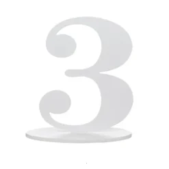 Chiffre 3 en Bois Blanc sur Socle