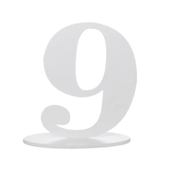 Chiffre 9 en Bois Blanc sur Socle
