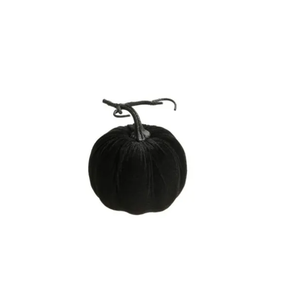 Citrouille noire en velours - Diamètre 17 cm