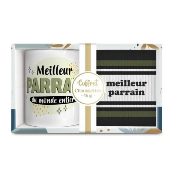 Coffret Mug et Chaussettes "Meilleur Parrain" pour homme - Collection Famille d'Amour