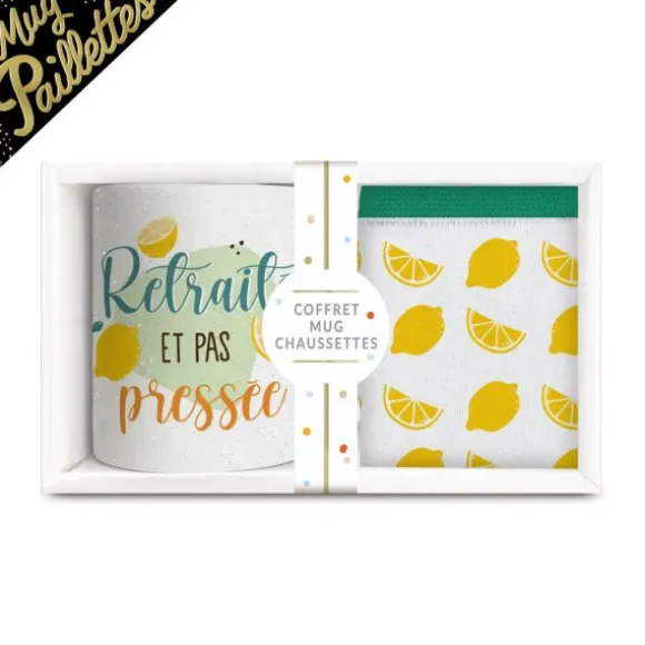 Coffret Mug à paillettes et Chaussettes à paillettes pour départ à la retraite pour femme