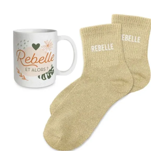 Coffret Mug à paillettes et Chaussettes à paillettes pour femme - Collection Famille d'Amour - Modèle au choix