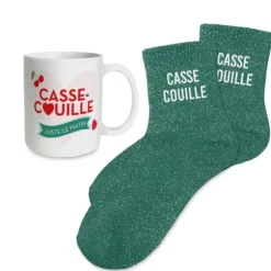 Coffret Mug à paillettes et Chaussettes à paillettes pour femme - Collection Famille d'Amour - Modèle au choix