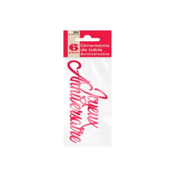 6 Confettis Géants Métallisés - Joyeux Anniversaire - 14 cm - Couleur au choix