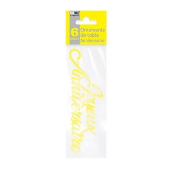 6 Confettis Géants Métallisés - Joyeux Anniversaire - 14 cm - Couleur au choix