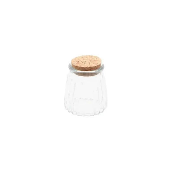 Contenant en Verre Cannelé avec bouchon en liège - 6,4 x 8 cm