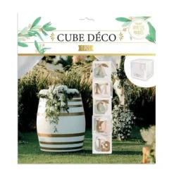 Cube décoratif blanc - 30 x 30 cm - Vive les mariés