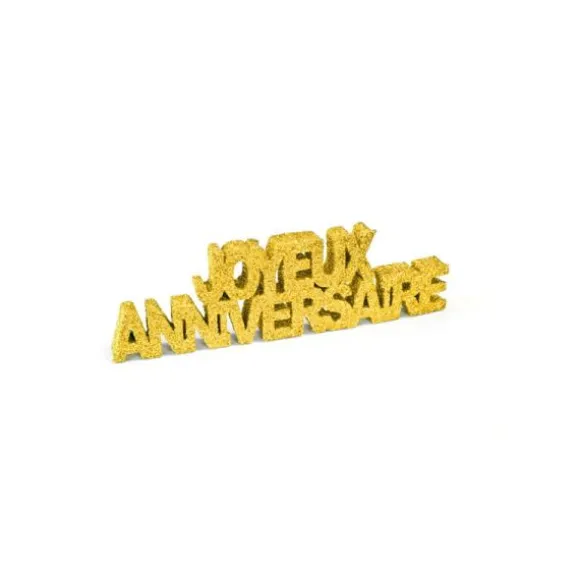 Décoration de Table "Joyeux Anniversaire" - Paillettes Or