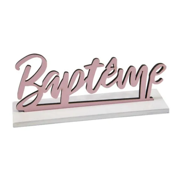 Décoration à poser en bois pour baptême - Mot "Baptême" - Couleur au choix