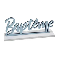 Décoration à poser en bois pour baptême - Mot "Baptême" - Couleur au choix