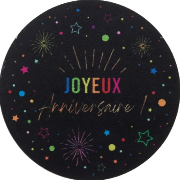 10 décorations en bois "Joyeux Anniversaire" à parsemer - Diamètre 5 cm - Collection Festicolor - Couleur au choix