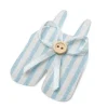6 Etiquettes layette en lin rayées - Bleu et Blanc